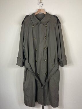 Vintage Burberry Belted Trench Coat Olive Green Mens Size 48